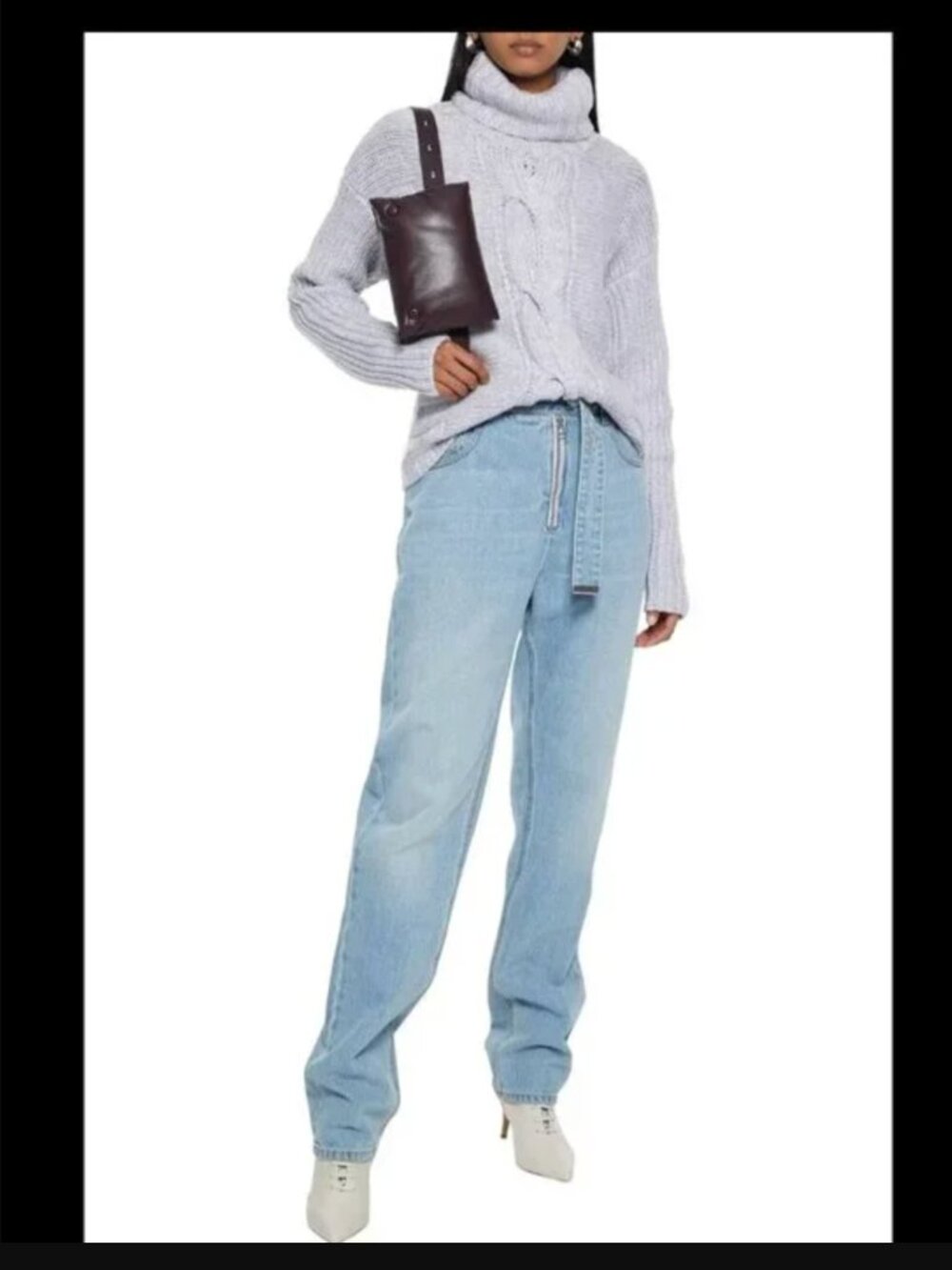 Duffy 100% Cashmere Gray Cable Knit Turtleneck Sweater